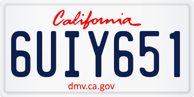 CA license plate 6UIY651