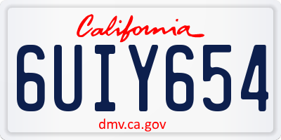 CA license plate 6UIY654