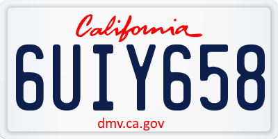 CA license plate 6UIY658