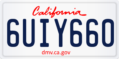 CA license plate 6UIY660