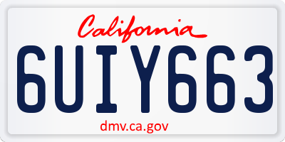 CA license plate 6UIY663