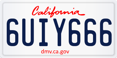 CA license plate 6UIY666