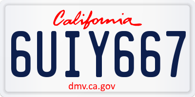 CA license plate 6UIY667