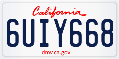 CA license plate 6UIY668