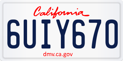 CA license plate 6UIY670