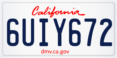CA license plate 6UIY672