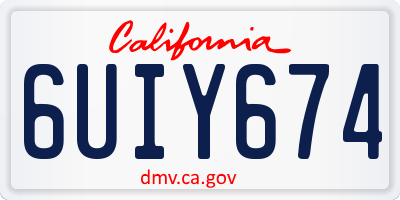 CA license plate 6UIY674