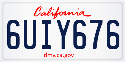 CA license plate 6UIY676