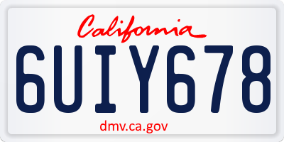 CA license plate 6UIY678