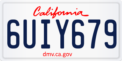 CA license plate 6UIY679