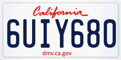 CA license plate 6UIY680