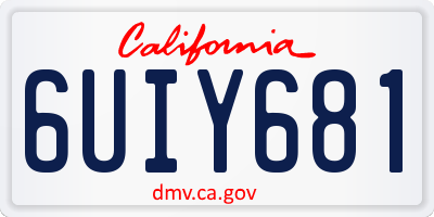 CA license plate 6UIY681