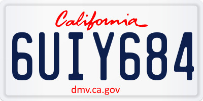 CA license plate 6UIY684