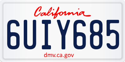 CA license plate 6UIY685