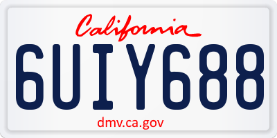 CA license plate 6UIY688
