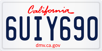 CA license plate 6UIY690