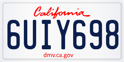 CA license plate 6UIY698