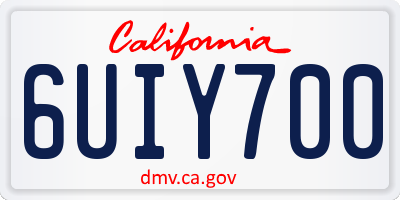 CA license plate 6UIY700