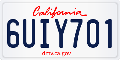 CA license plate 6UIY701