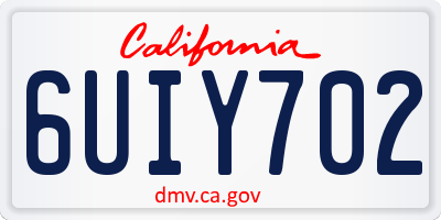 CA license plate 6UIY702