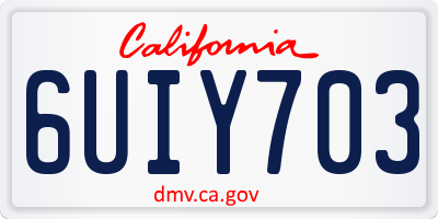 CA license plate 6UIY703