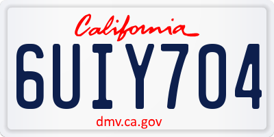 CA license plate 6UIY704