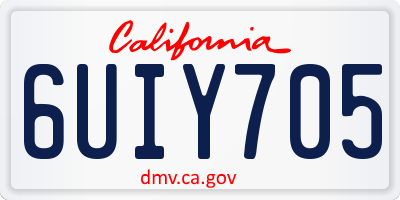 CA license plate 6UIY705