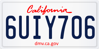 CA license plate 6UIY706