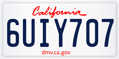 CA license plate 6UIY707