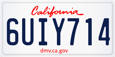 CA license plate 6UIY714