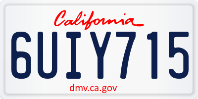 CA license plate 6UIY715