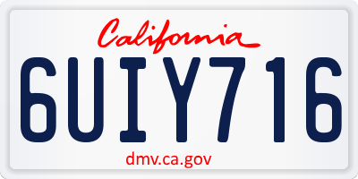 CA license plate 6UIY716