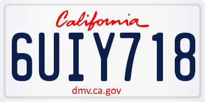 CA license plate 6UIY718