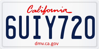 CA license plate 6UIY720