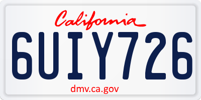 CA license plate 6UIY726