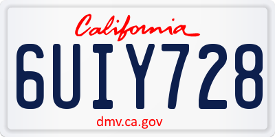 CA license plate 6UIY728