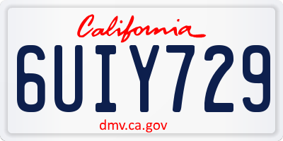 CA license plate 6UIY729