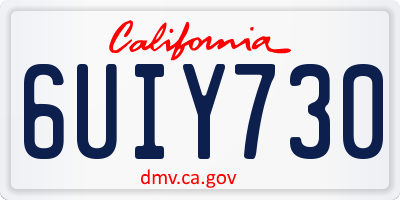 CA license plate 6UIY730