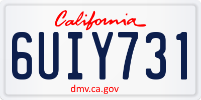 CA license plate 6UIY731
