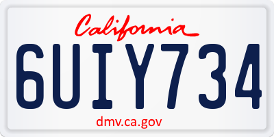 CA license plate 6UIY734