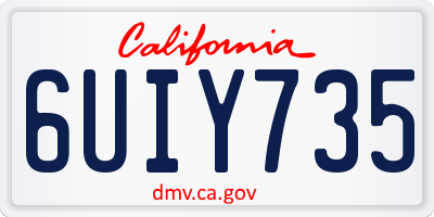 CA license plate 6UIY735