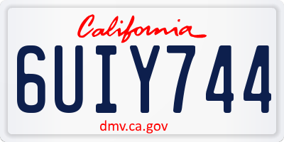 CA license plate 6UIY744