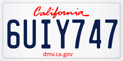 CA license plate 6UIY747