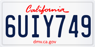 CA license plate 6UIY749