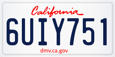 CA license plate 6UIY751