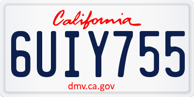 CA license plate 6UIY755