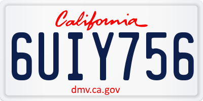 CA license plate 6UIY756