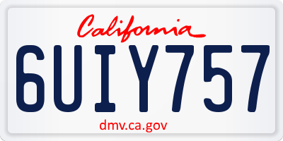 CA license plate 6UIY757