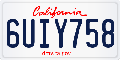 CA license plate 6UIY758
