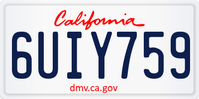 CA license plate 6UIY759